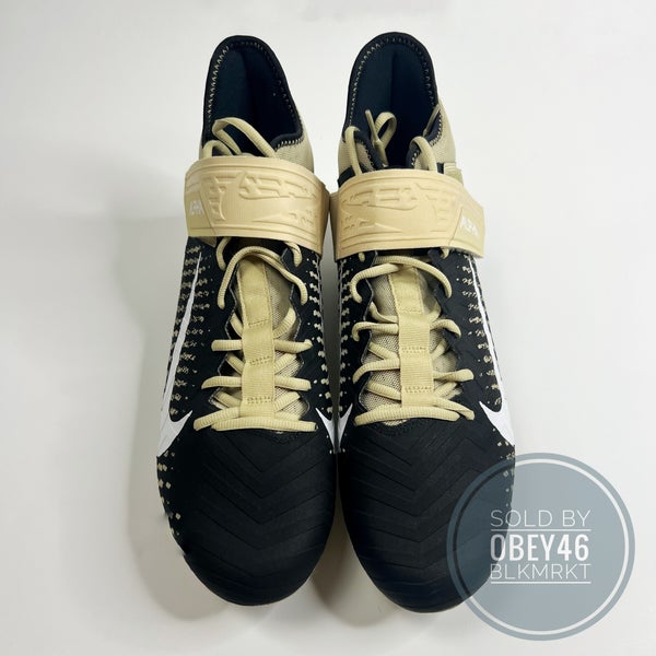 Nike Alpha Menace Pro 2 Mid Black Gold Football Cleats 13.5
