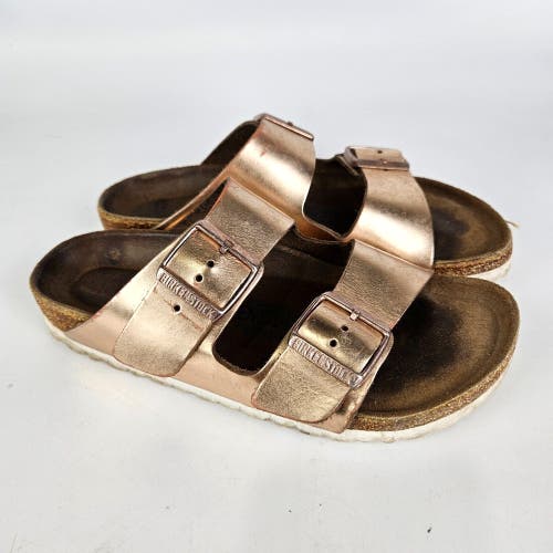 Birkenstock Arizona Women's 37 / 6 Metallic Gold Leather Soft Footbed Sandals