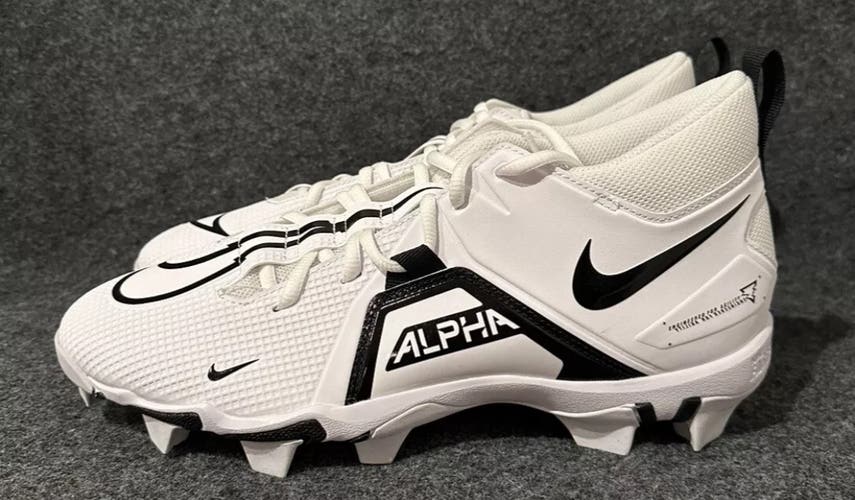 Nike Alpha Menace 3 Shark Football Cleats White Black CV0582-100  Size 12.5