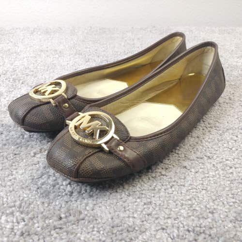Michael Kors Fulton MK Logo Womens 8 Slip On Ballet Flats Brown Shoes