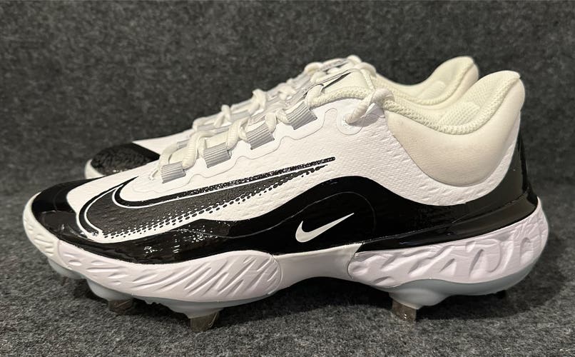 Men’s Nike Alpha Huarache Elite 4 Low Baseball Cleats White Black FD2745-101  Size 7.5