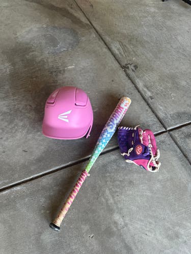 Girls Softball Set - Easton Helmet, Rip-it 26” 14 ounce bat, and Rawlings glove