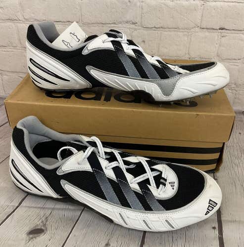 Adidas 665114 Meteor 2 SP Men's Track Cleat Sprint Shoes Black Silver White 10.5