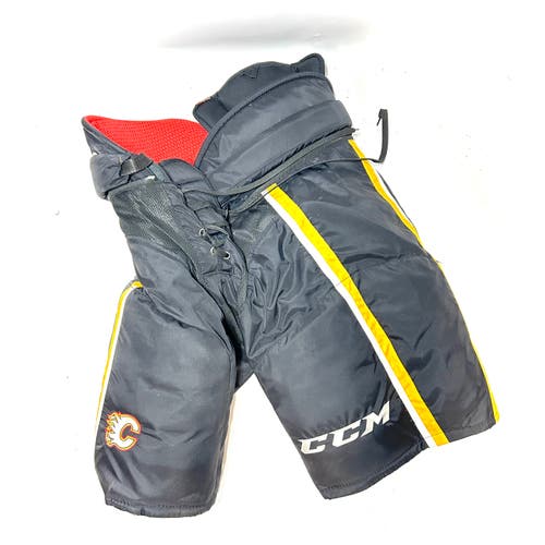 CCM HP45 - Used NHL Pro Stock Hockey Pants - Calgary Flames (Black/White/Yellow)