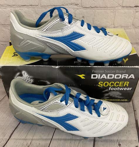 Diadora 713726 C433 Maracana L Women's Soccer Cleats White Blue Silver US 6.5