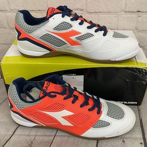 Diadora Quinto5 ID C5879 Men's Soccer Shoes Colors White Red Navy US Size 8.5