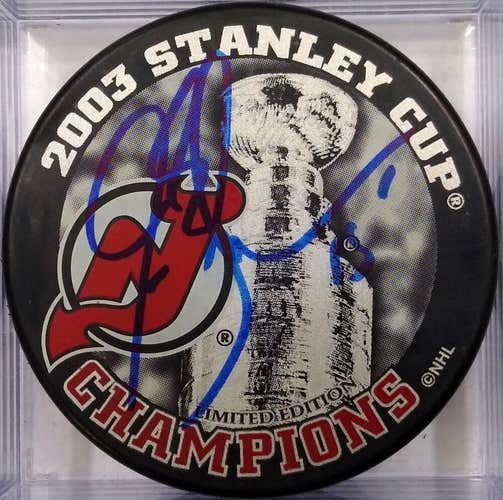 JAMIE LANGENBRUNNER Autographed 2003 Stanley Cup Champs New Jersey Devils Puck