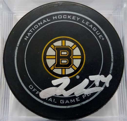 JAKE DEBRUSK Autographed Boston Bruins Official NHL Hockey GAME PUCK