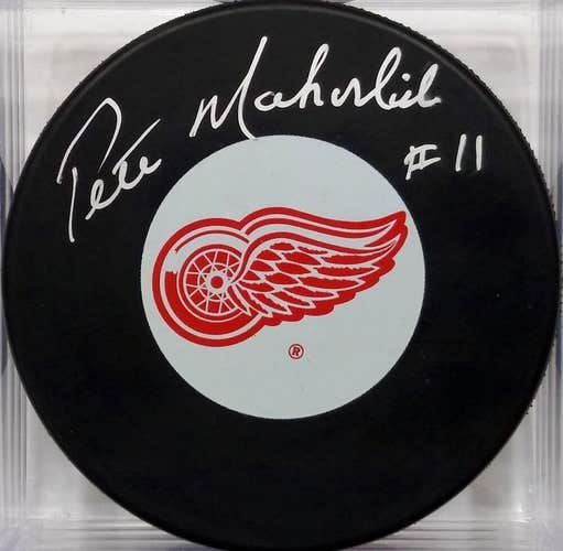 PETE MAHOVLICH Autographed Detroit Red Wings NHL Hockey Puck Signed