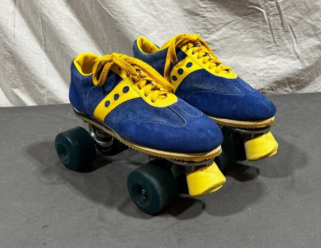 Sure Grip Jogger Spot Bilt Blue Suede Sneaker Roller Skates Kryptonics Wheels 9