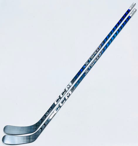 New 2 Pack Custom Blue CCM Jetspeed FT5 Pro Hockey Stick-RH-P90T-100 Flex-Grip W/ Corner Tactile