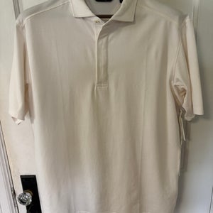 $110 NWT Radmor Taylor Tour Collar Polo Shirt Mens L Golf White Pima Cotton