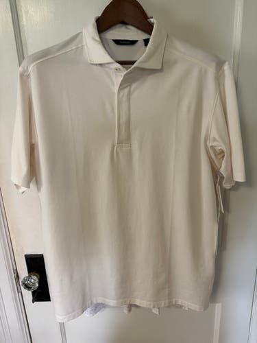 $110 NWT Radmor Taylor Tour Collar Polo Shirt Mens L Golf White Pima Cotton