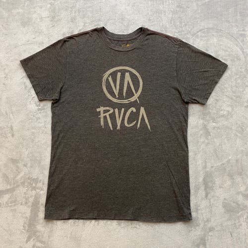 RVCA T Shirt Men Large Grey ARTISTS NETWORK PROGRAM Short Sleeve Surfing Logo