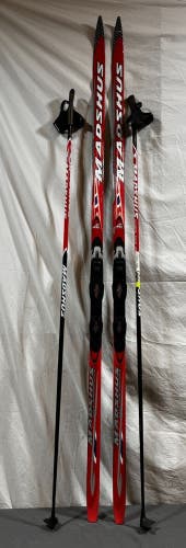 Madshus Megasonic 190cm Waxed XC Skis Rottefella NNN Skate Bindings Carbon Poles
