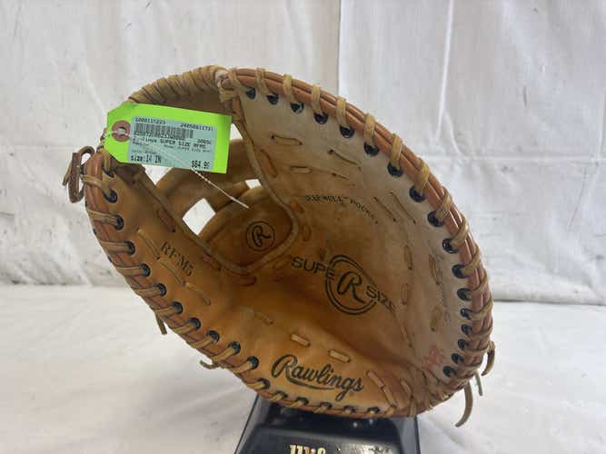 Used Rawlings Supe R Size Rfm5 14" Leather Softball First Base Mitt Glove