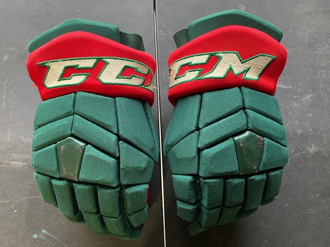 CCM HGTK Tacks Pro Stock 14" Hockey Gloves WILD Green MODIFIED 4694