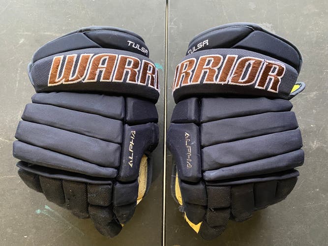 Warrior Alpha LX Pro Stock 14" Hockey Gloves Navy Blue OILERS 4686