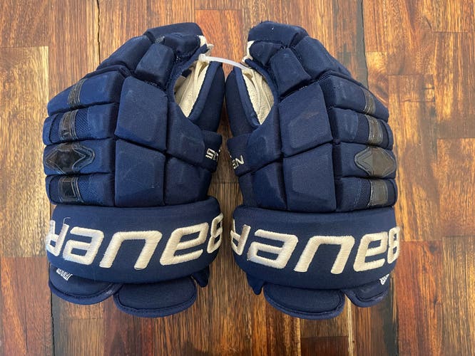 Used Bauer Nexus 1000 Pro Stock Gloves - Blue Jackets - B. Jenner