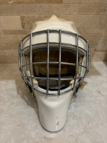 Senior Small Sportmask T3 Goalie Mask White With Washable Headband- Chrome/White Cage