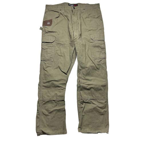 Wrangler Riggs Workwear Pants Ripstop Cargo Utility Olive Green Men's 38x32