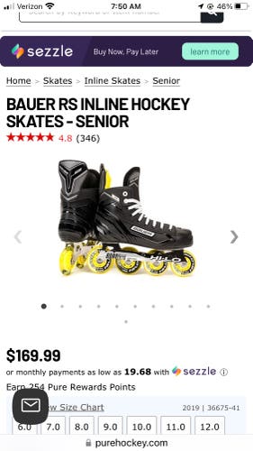 Used  Bauer Regular Width Size 6 RS Inline Skates