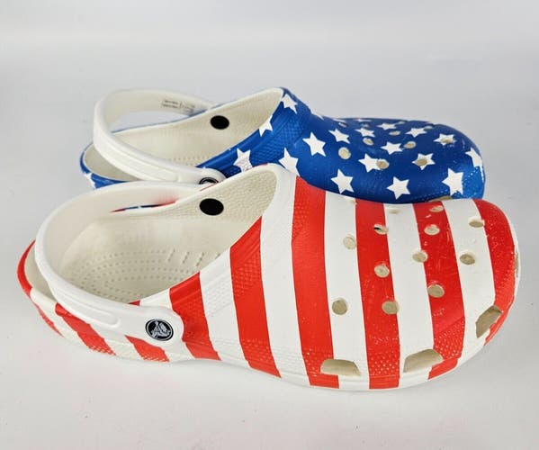 Crocs Classic Clog Men’s Size 12 American Flag Slip On Shoes Patriotic 4th