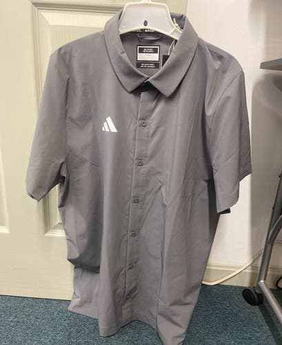 Gray New Medium Men's Adidas Button Down Shirt