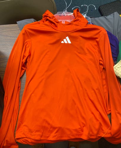 Orange New Women's Small Adidas Long Sleeve Hooded Tee