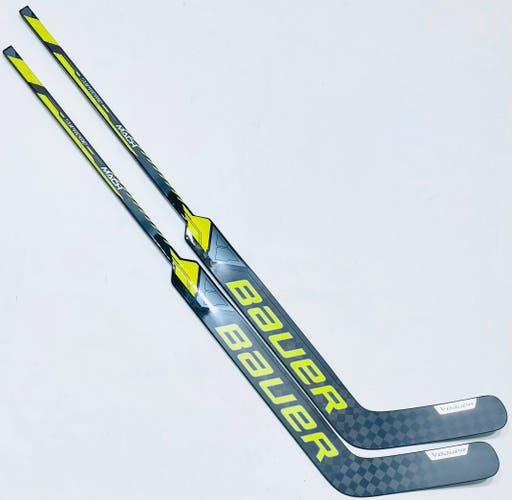 New 2 Pack Custom Black/Gold/Silver Bauer Supreme MACH Goalie Stick-28" Shaft-27.5" Paddle