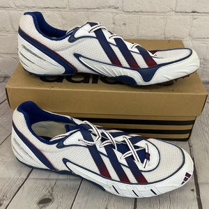 Adidas 669365 Meteor 2 SP Mens Track & Field Spike Cleats White Blue Red US 10.5