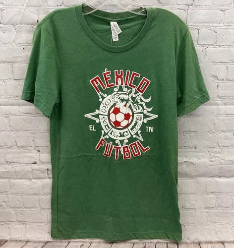 Canvas Mens Mexico Futbol Size Medium Green Cotton Polyester Rayon Tee Shirt NWT