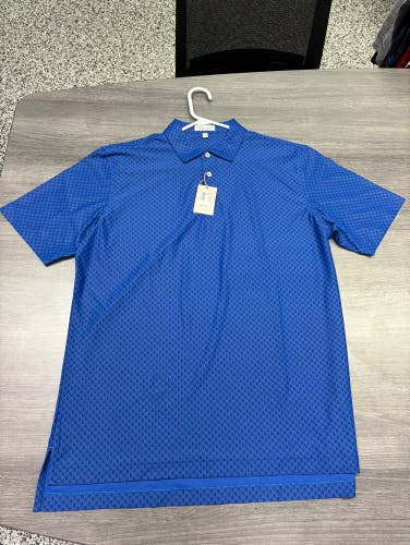 Peter Millar Blue Skull Pattern Polo Size L