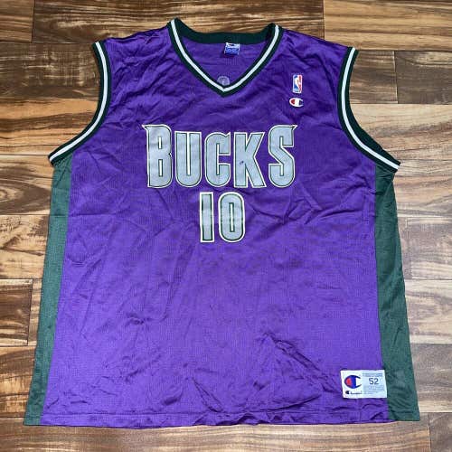 Vintage 90s Champion Milwaukee Bucks Jersey Purple Sam Cassell Size 52 XXL NBA