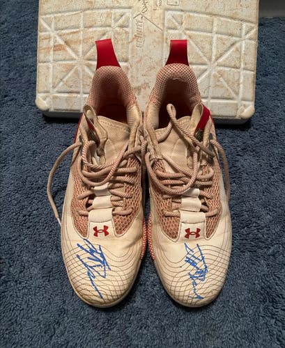 Tyler Dearden Game Used Worn Cleats Signed Portland Sea Dogs Red Sox