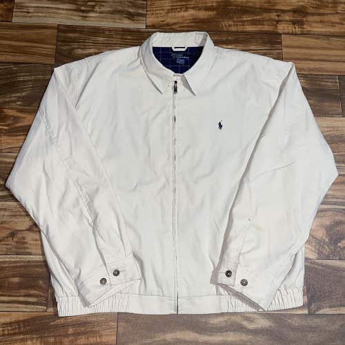 Polo Ralph Lauren Plaid Flannel Lined Harrington Jacket Full Zip Men’s XL Beige