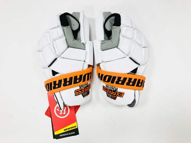 New Warrior Nemesis Lacrosse Goalie Gloves size small white Bone System field
