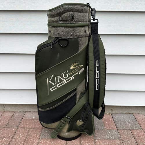 Vintage King Cobra Staff Cart Bag 6 Way Dividers Dark Olive Green Black
