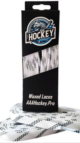AAA Hockey 96" / SR 5.5 - SR 8 Waxed Hockey Laces (White - Classic) Veteran Owned