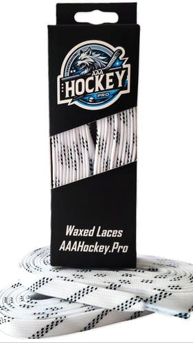 AAA Hockey 120" / SR 10 - SR 13 Waxed Hockey Laces (White - Classic) Veteran Owned