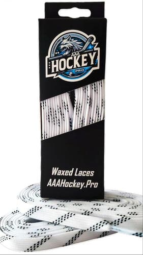 AAA Hockey 108" / SR 8 - SR 10 Waxed Hockey Laces (White - Classic) Veteran Owned