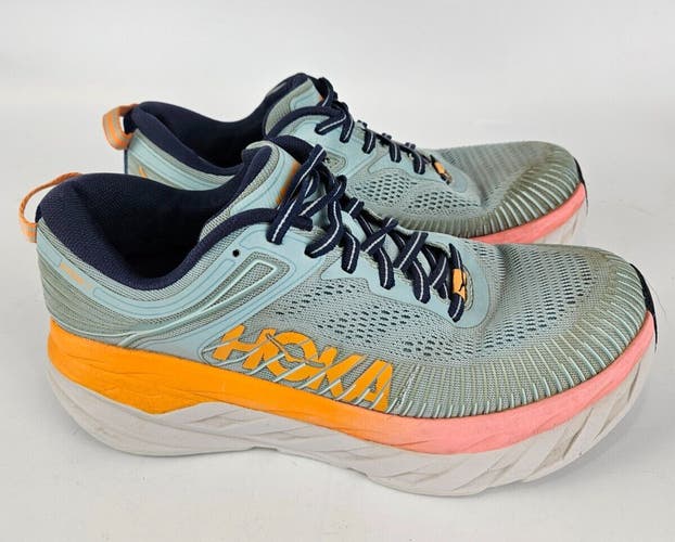 Hoka One One Bondi 7 Running Shoes Gray & Orange Women's Size 8.5 D