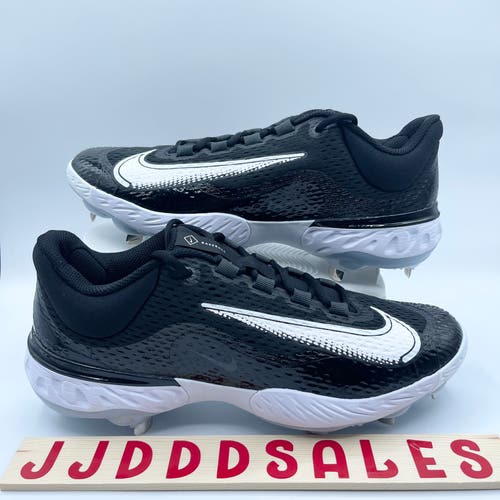 Nike Alpha Huarache Elite 4 Low Black White Baseball Cleats DJ6521-001 Men Size 8.5