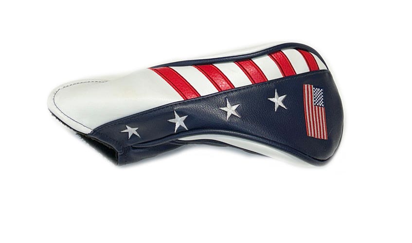 Red/White/Blue Leather USA American Flag Hybrid/Rescue Wood Headcover