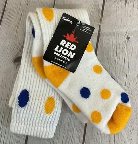 Red Lion Adult Youth Unisex Spots 0845 Royal Yellow Knee High Athletic Socks NWT