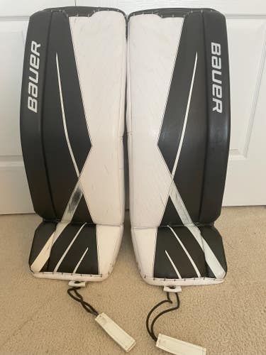 34" Bauer Supreme 3S Goalie Leg Pads-White/Black