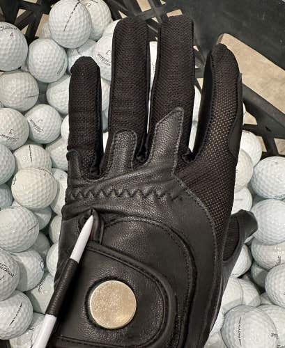New Mens Golf Gloves in Black Left Hand 100 Pack Ball Marker Tee