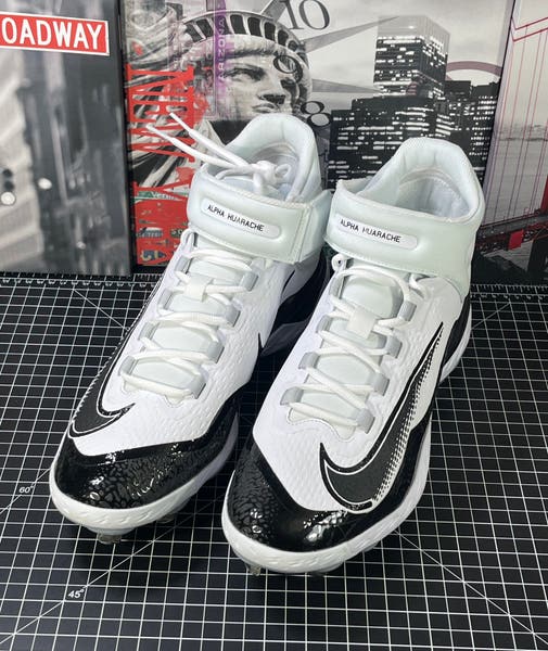 メッヅ Nike Alpha Huarache Elite 4 Mid Baseball Cleats White Mens