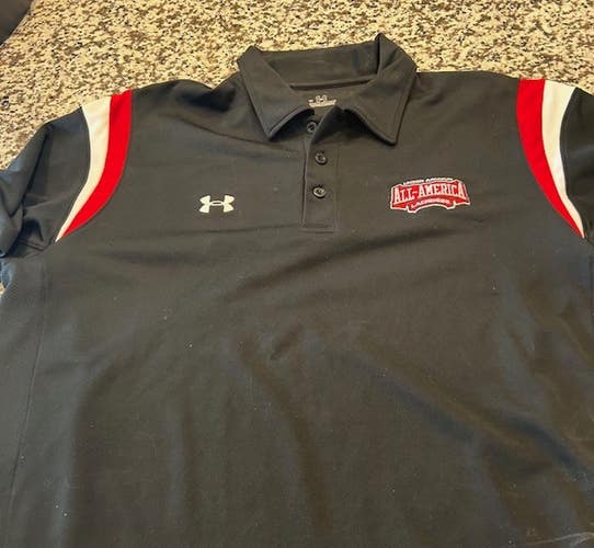 Under Armour All America lacrosse game polo L large black dri fit