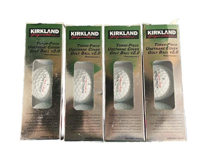 Kirkland Signature Three-Piece Golf Balls One Dozen 4 x 3-Ball Sleeves Open Box
